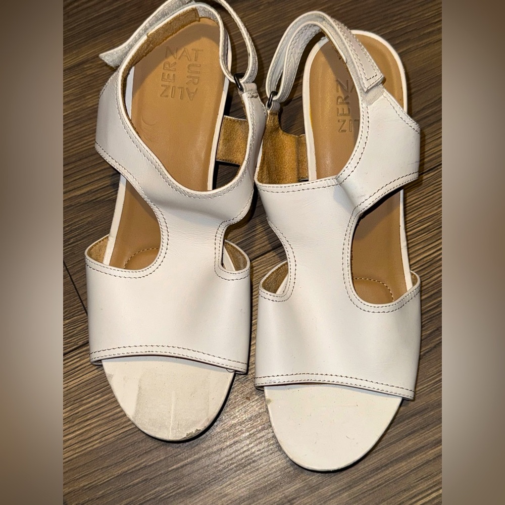 Naturalizer White Cutout Sandals